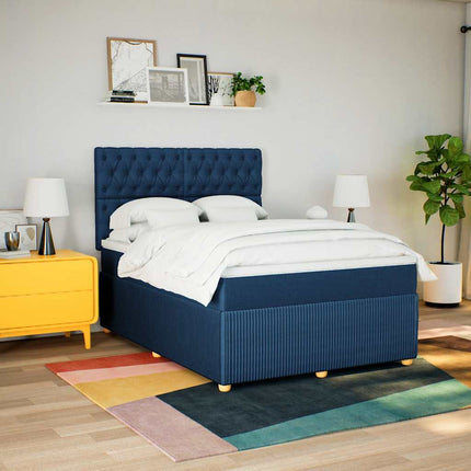 kontinentalseng med madras 160x200 cm stof blå