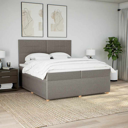 kontinentalseng med madras 200x200 cm stof gråbrun