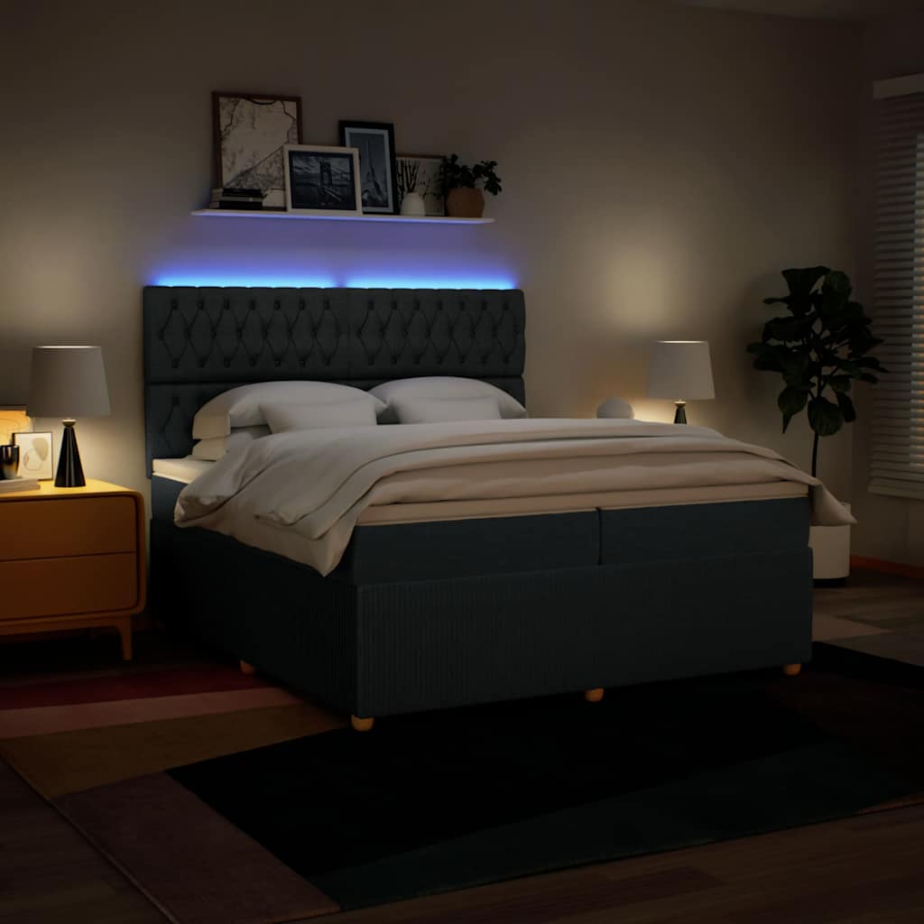 kontinentalseng med madras 200x200 cm stof blå
