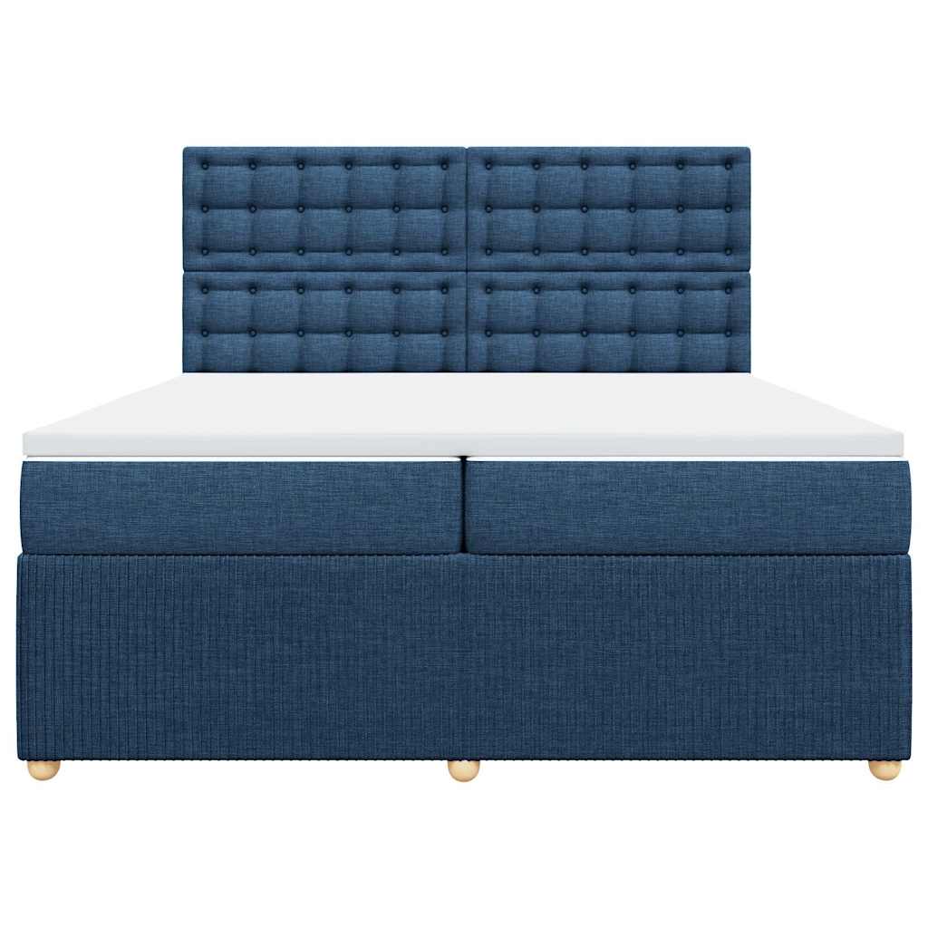 kontinentalseng med madras 200x200 cm stof blå