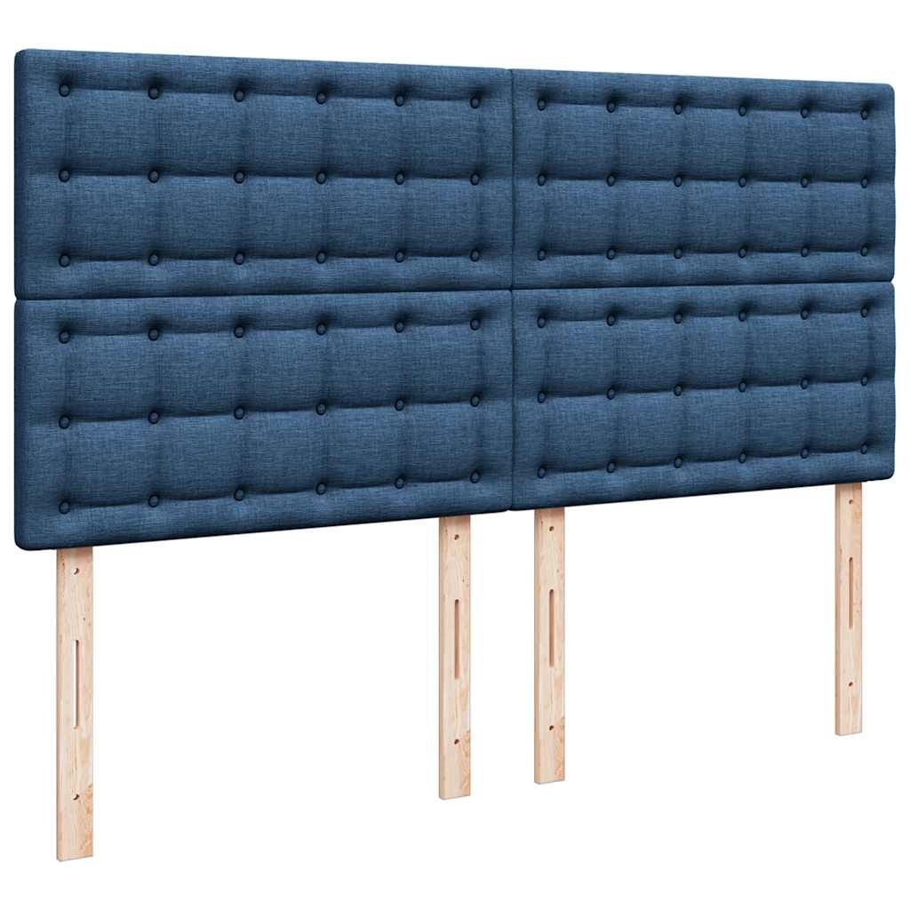 kontinentalseng med madras 200x200 cm stof blå