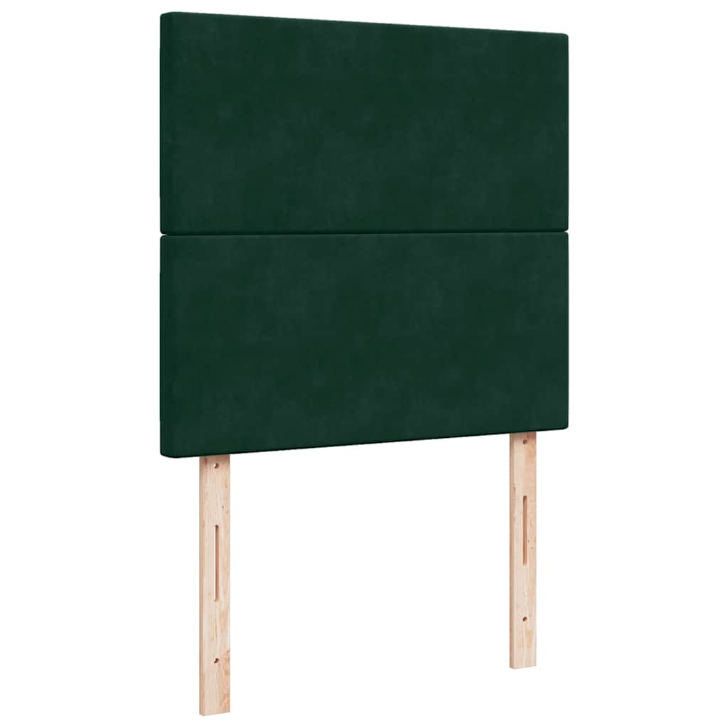kontinentalseng med madras 90x190 cm fløjl mørkegrøn
