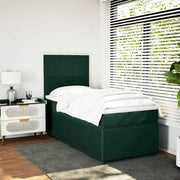 kontinentalseng med madras 90x190 cm fløjl mørkegrøn