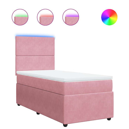 kontinentalseng med madras 90x190 cm fløjl pink