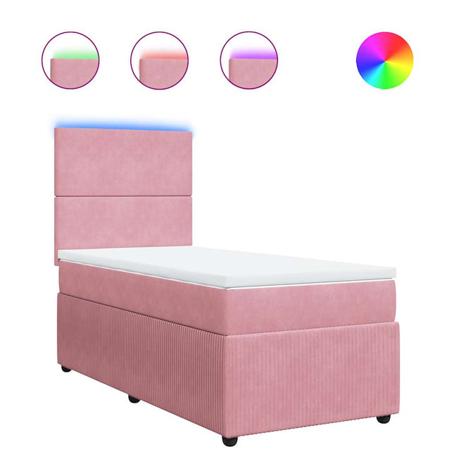 kontinentalseng med madras 90x190 cm fløjl pink