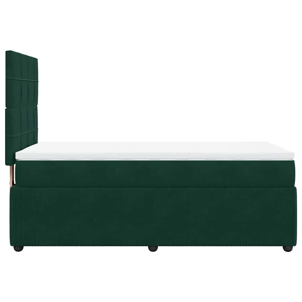 kontinentalseng med madras 90x190 cm fløjl mørkegrøn