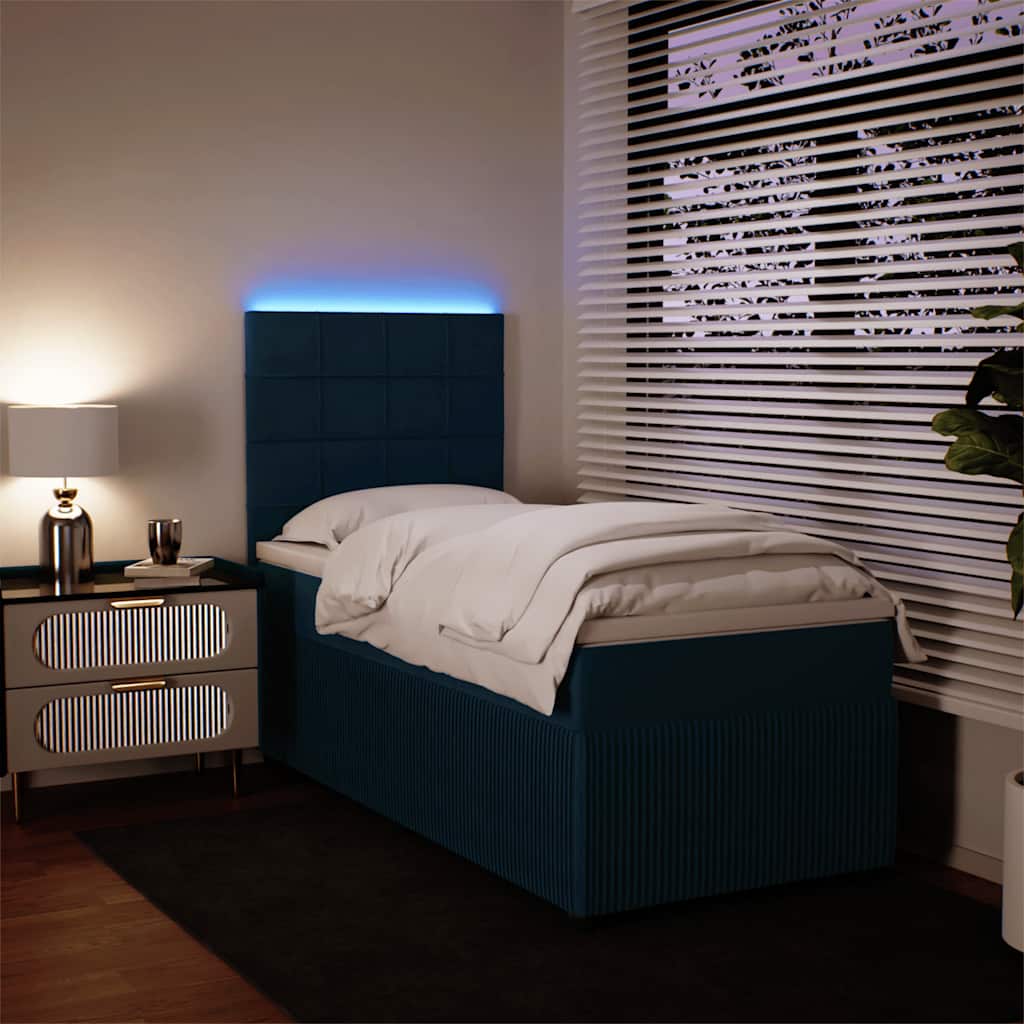 kontinentalseng med madras 90x190 cm fløjl blå
