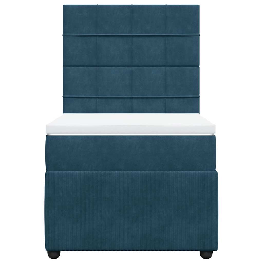 kontinentalseng med madras 90x190 cm fløjl blå