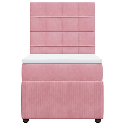 kontinentalseng med madras 90x190 cm fløjl pink