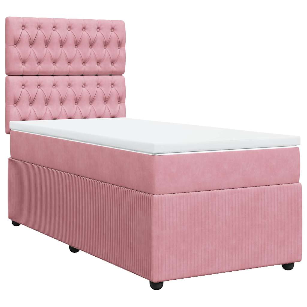 kontinentalseng med madras 90x190 cm fløjl pink