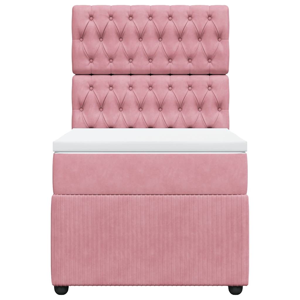 kontinentalseng med madras 90x190 cm fløjl pink