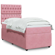 kontinentalseng med madras 90x190 cm fløjl pink