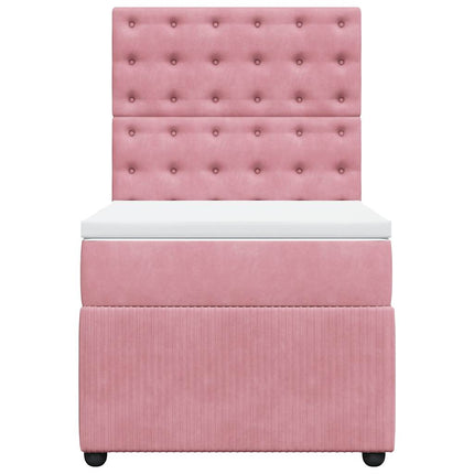 kontinentalseng med madras 90x190 cm fløjl pink
