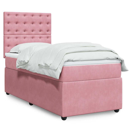 kontinentalseng med madras 90x190 cm fløjl pink
