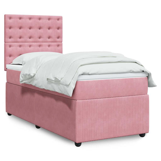 kontinentalseng med madras 90x190 cm fløjl pink