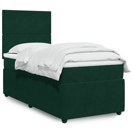 kontinentalseng med madras 90x200 cm fløjl mørkegrøn