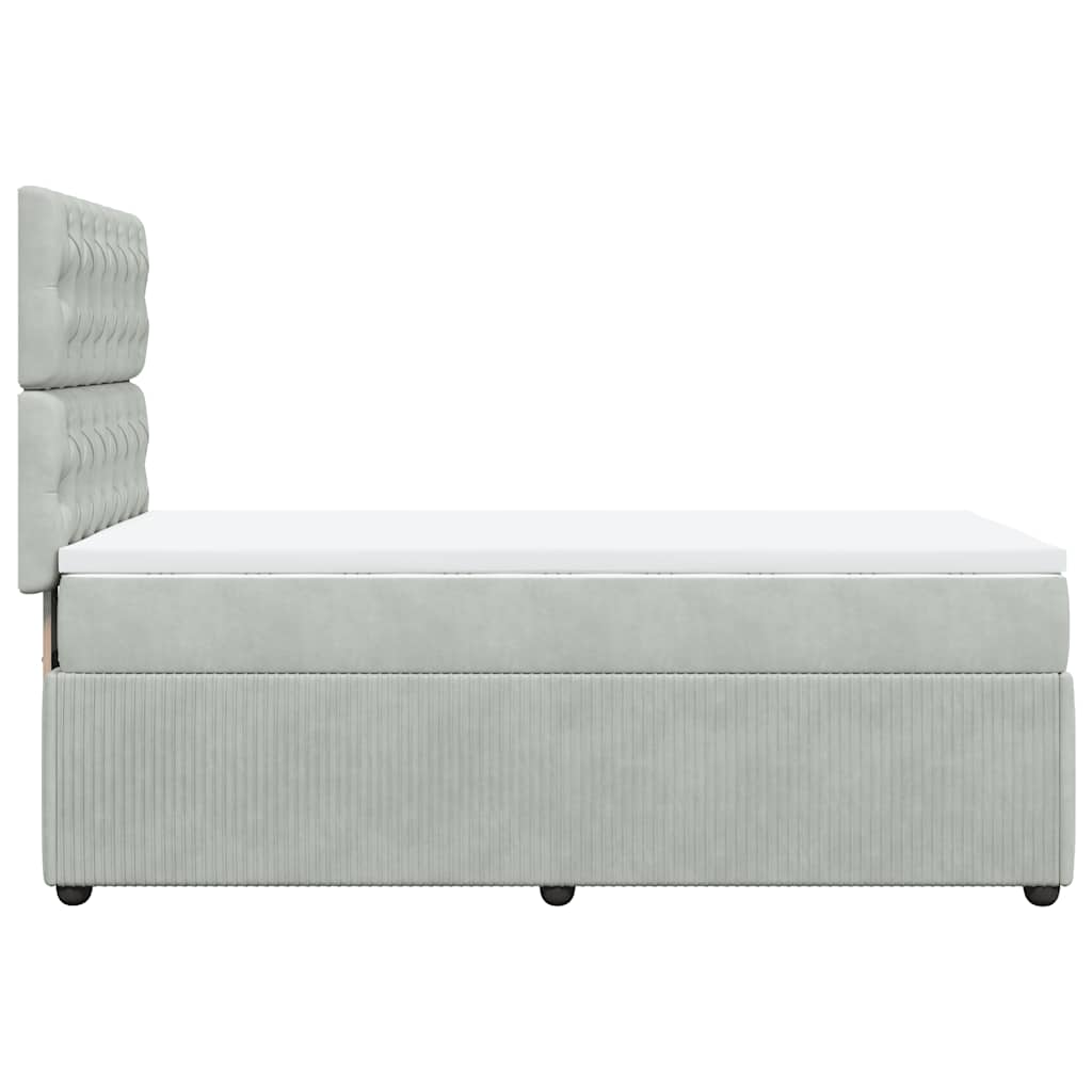 kontinentalseng med madras 90x200cm fløjl lysegrå