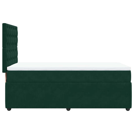 kontinentalseng med madras 90x200 cm fløjl mørkegrøn