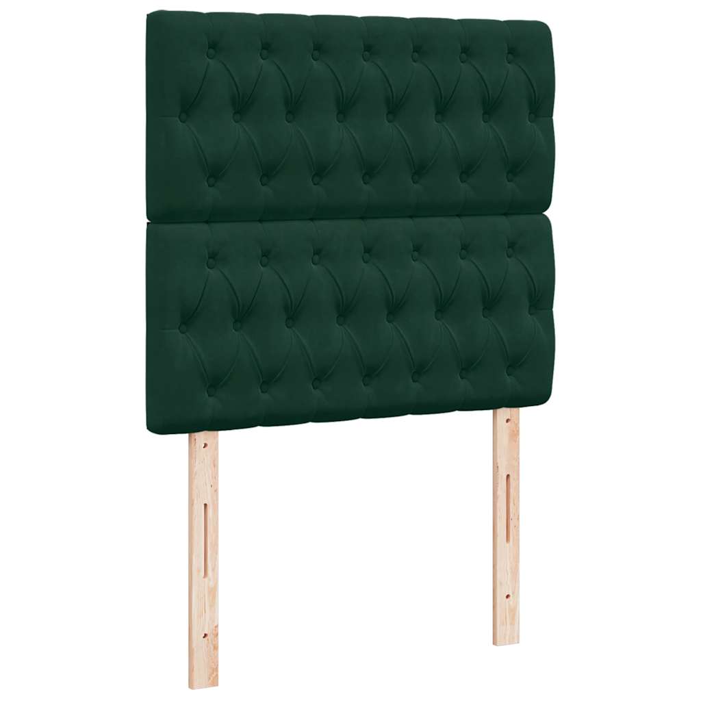 kontinentalseng med madras 100x200 cm fløjl mørkegrøn