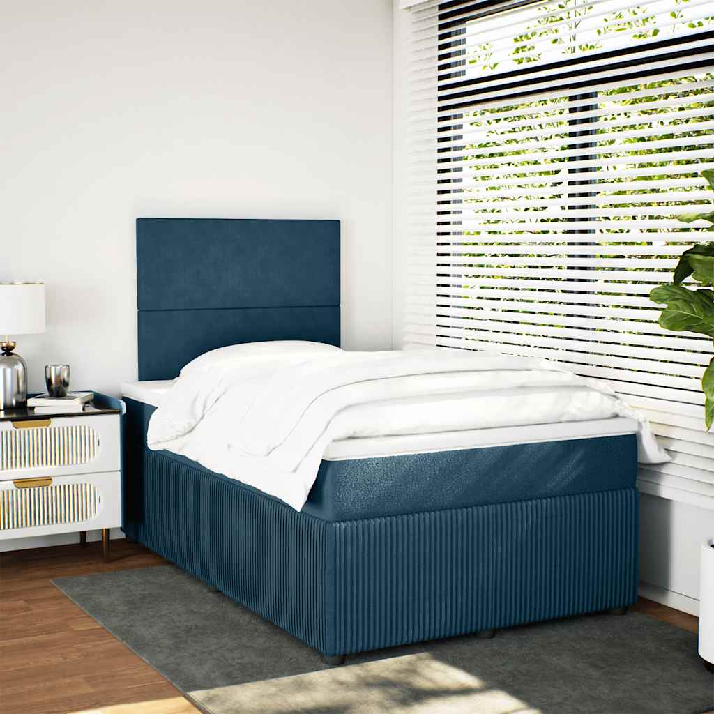 kontinentalseng med madras 120x190 cm velour blå
