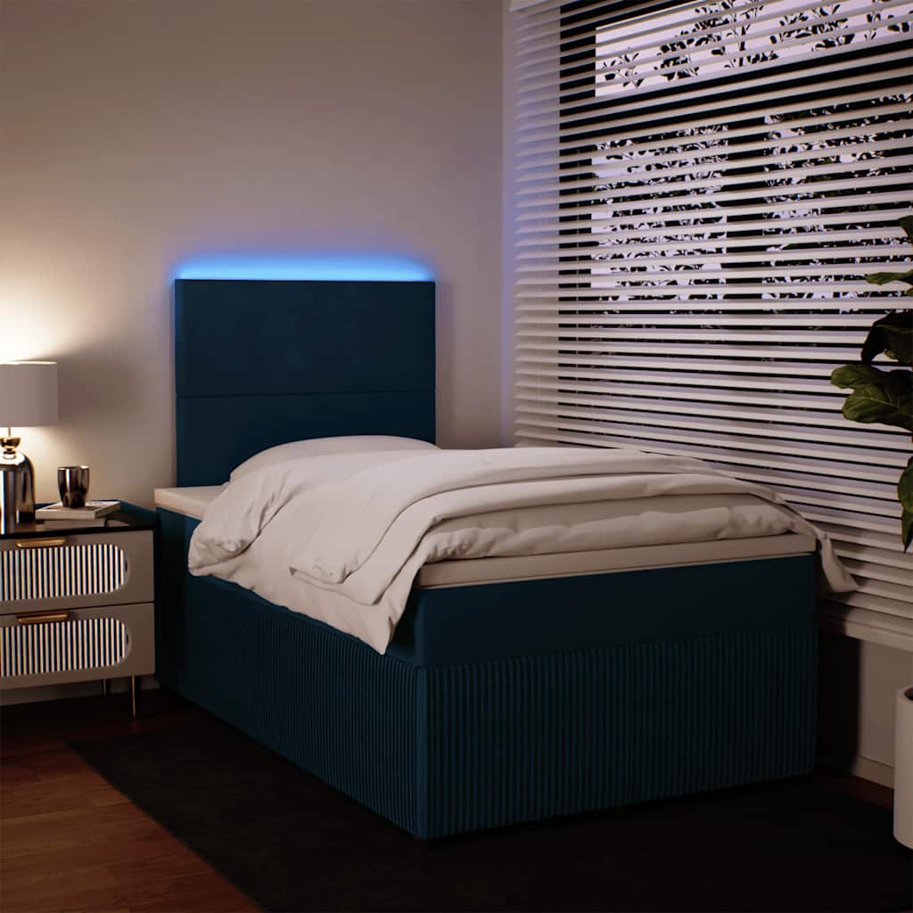 kontinentalseng med madras 120x190 cm velour blå