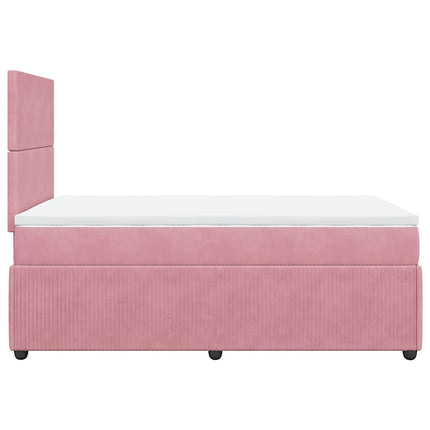 kontinentalseng med madras 120x190 cm velour lyserød