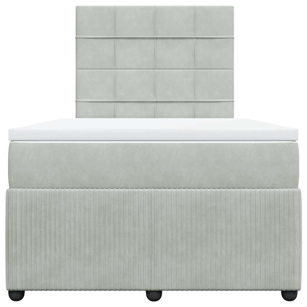 kontinentalseng med madras 120x190 cm velour lysegrå