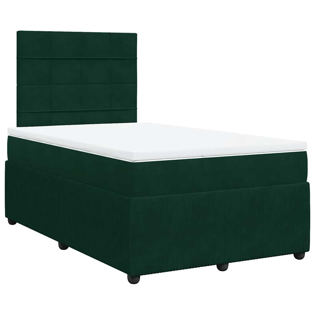 kontinentalseng med madras 120x190 cm velour mørkegrøn