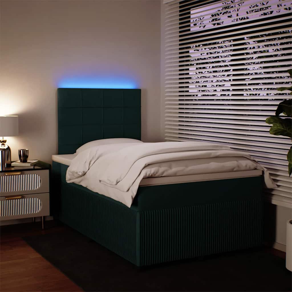 kontinentalseng med madras 120x190 cm velour mørkegrøn