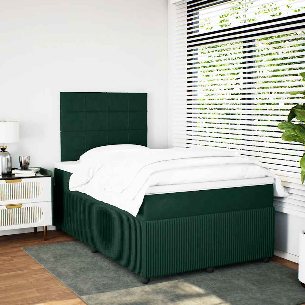 kontinentalseng med madras 120x190 cm velour mørkegrøn