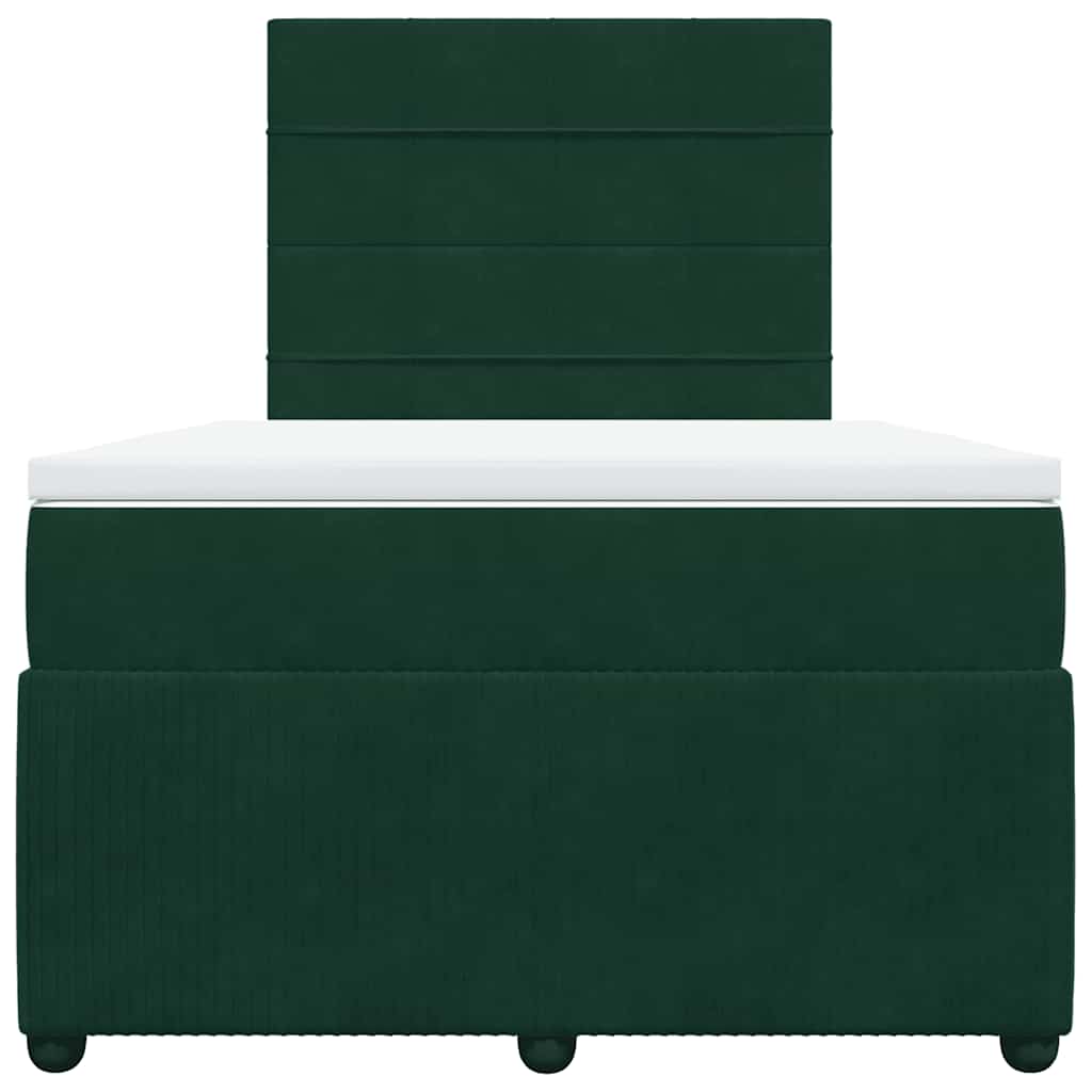 kontinentalseng med madras 120x190 cm velour mørkegrøn