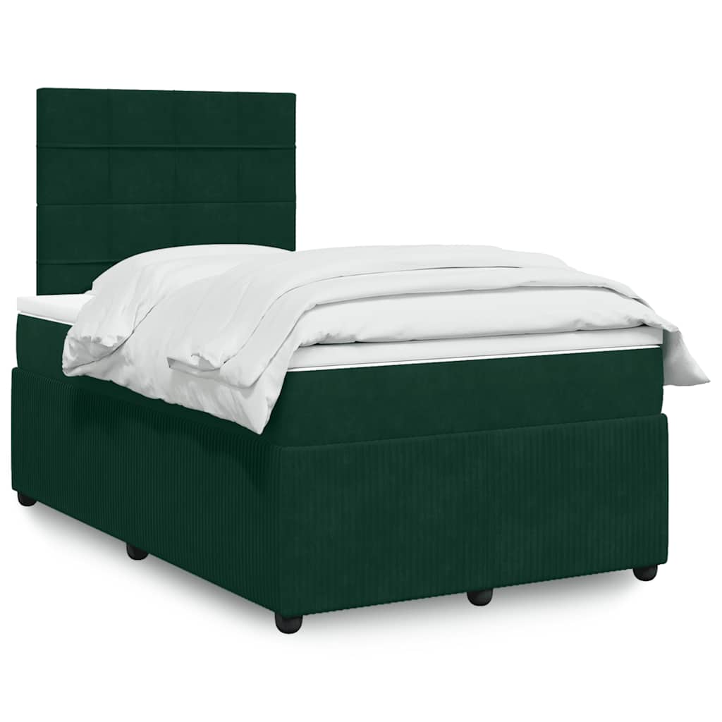 kontinentalseng med madras 120x190 cm velour mørkegrøn