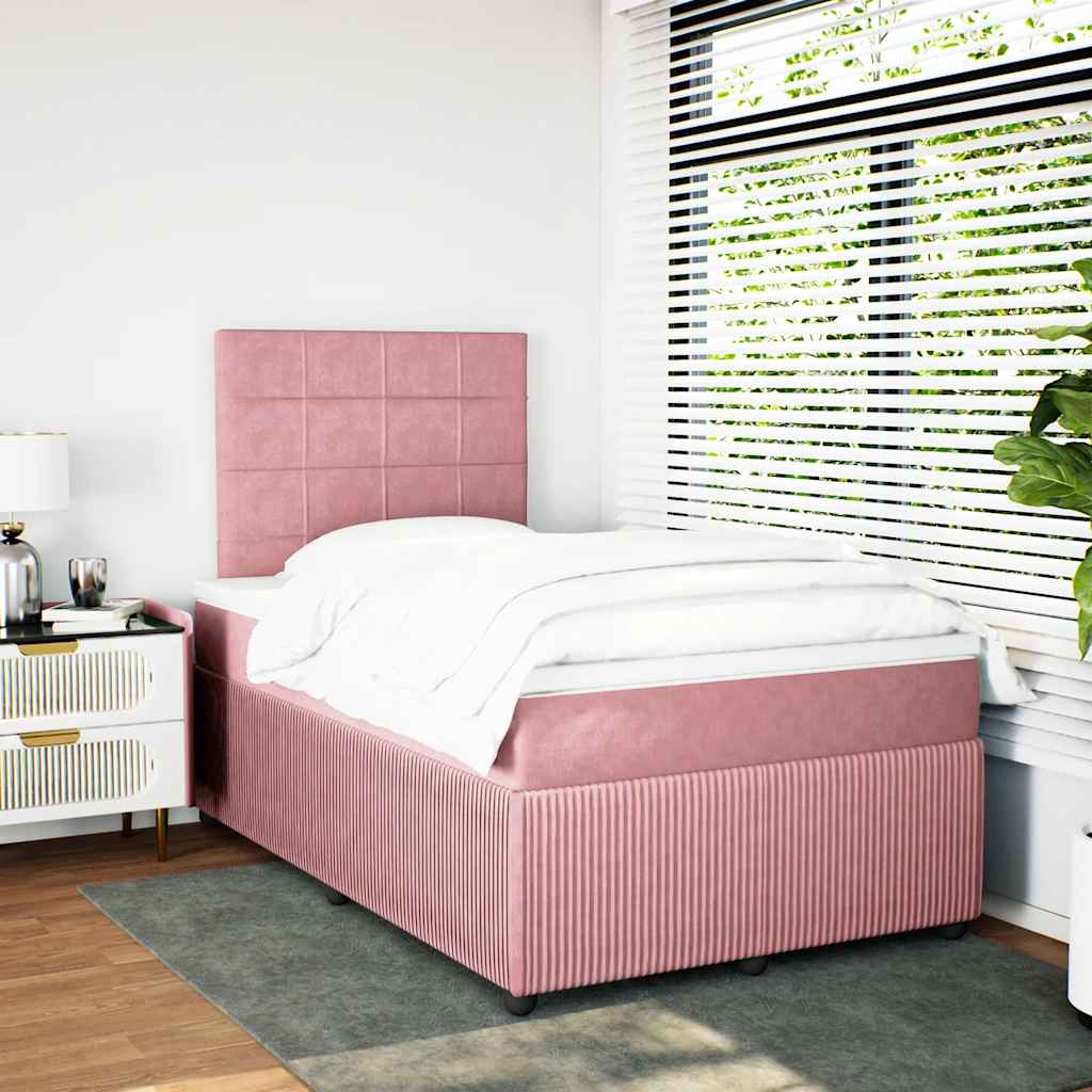 kontinentalseng med madras 120x190 cm velour lyserød