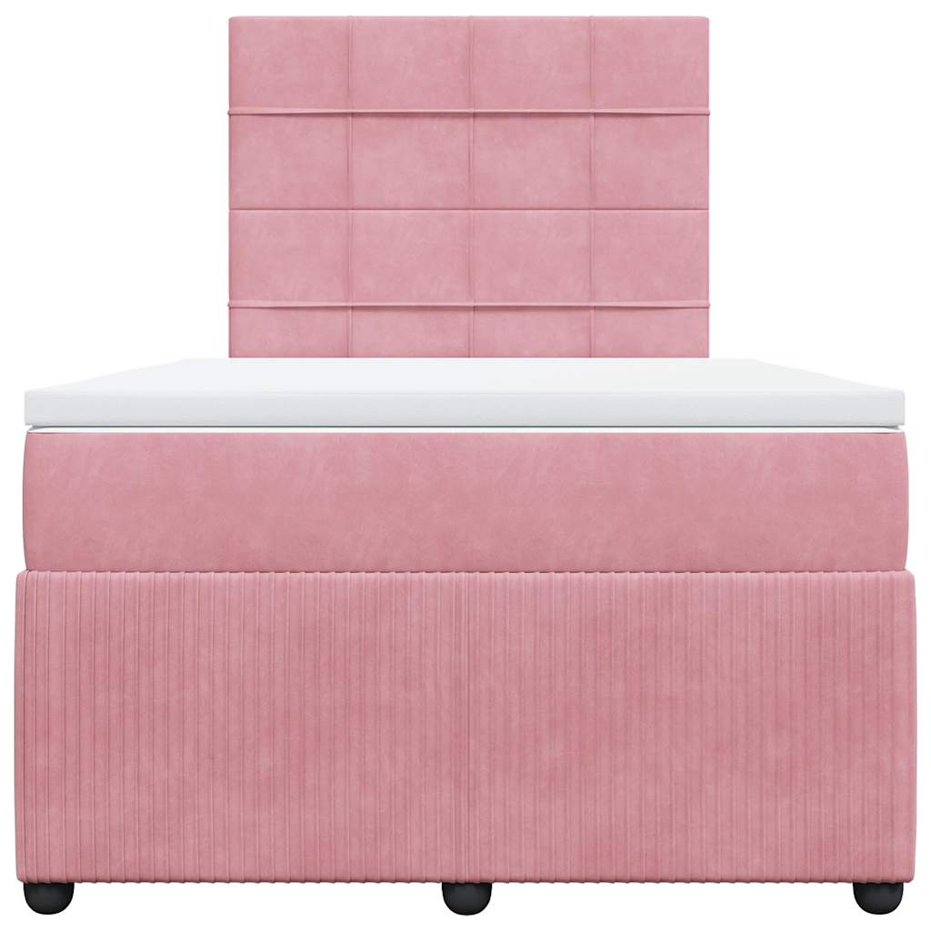 kontinentalseng med madras 120x190 cm velour lyserød