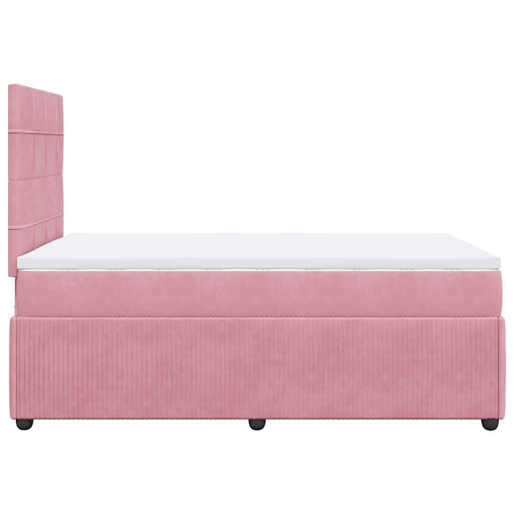 kontinentalseng med madras 120x190 cm velour lyserød