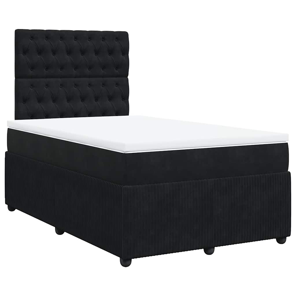 kontinentalseng med madras 120x190 cm velour sort