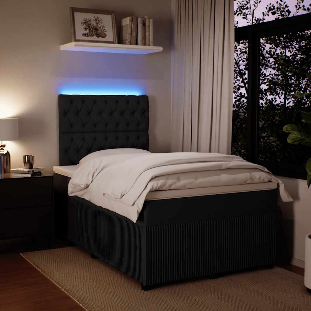 kontinentalseng med madras 120x190 cm velour sort