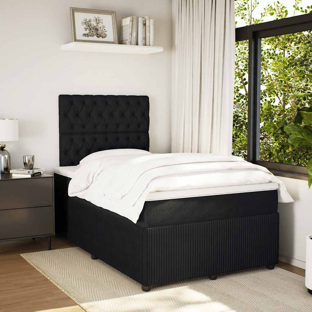kontinentalseng med madras 120x190 cm velour sort