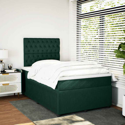 kontinentalseng med madras 120x190 cm velour mørkegrøn