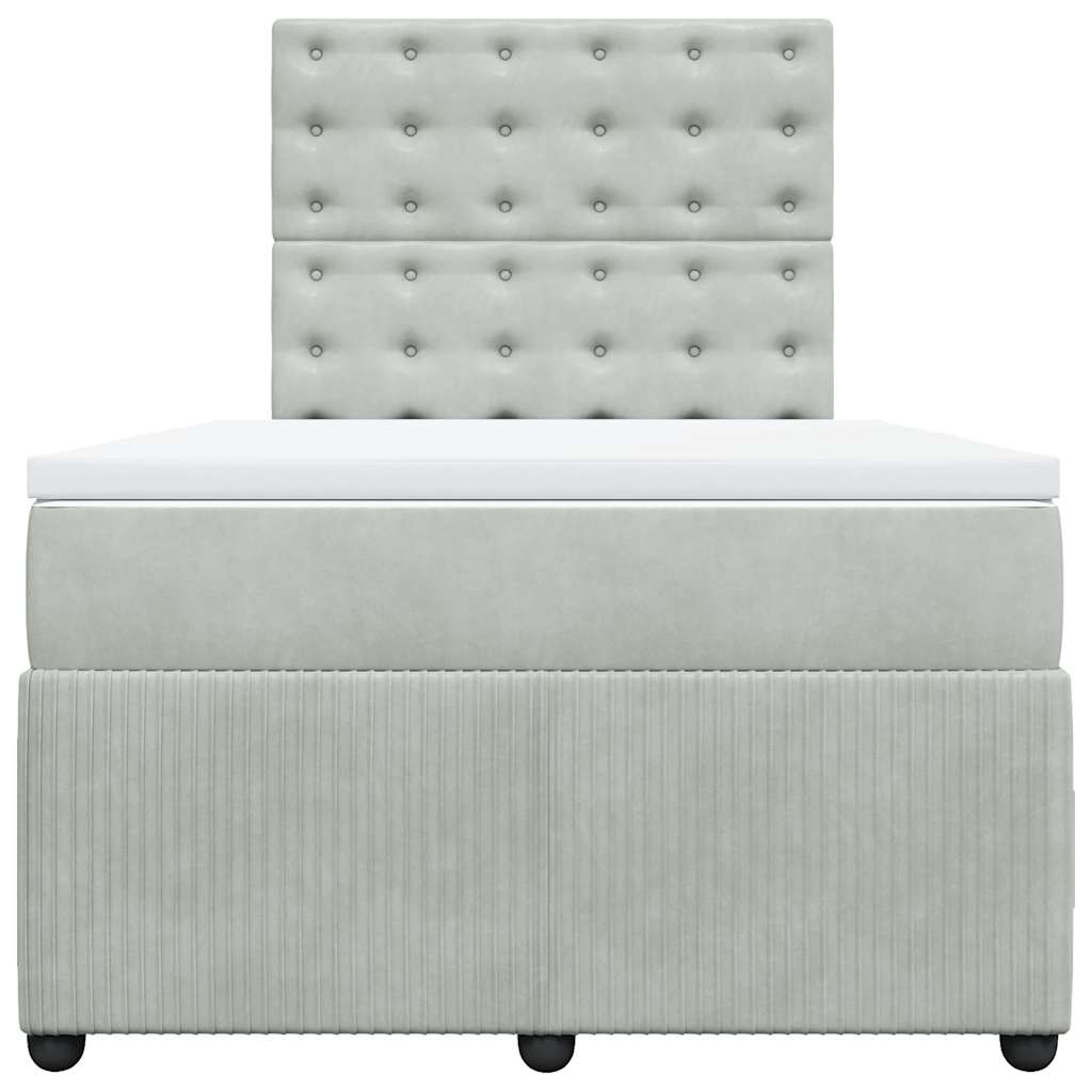kontinentalseng med madras 120x190 cm velour lysegrå