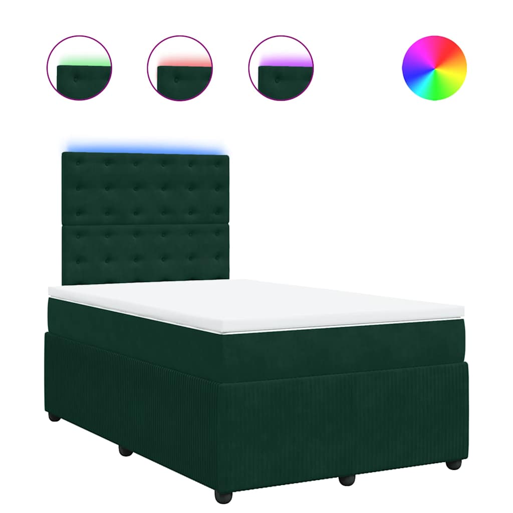 kontinentalseng med madras 120x190 cm velour mørkegrøn