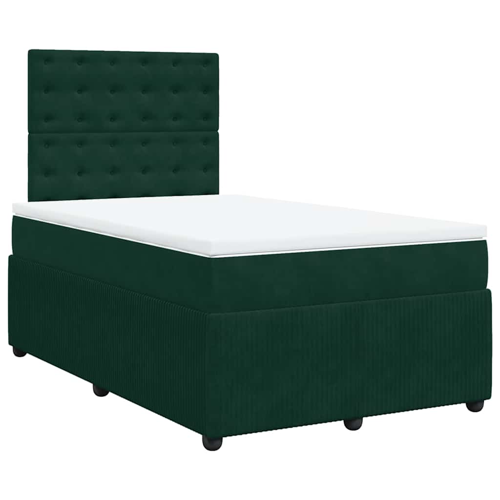 kontinentalseng med madras 120x190 cm velour mørkegrøn