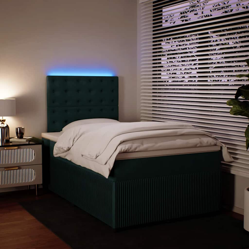 kontinentalseng med madras 120x190 cm velour mørkegrøn