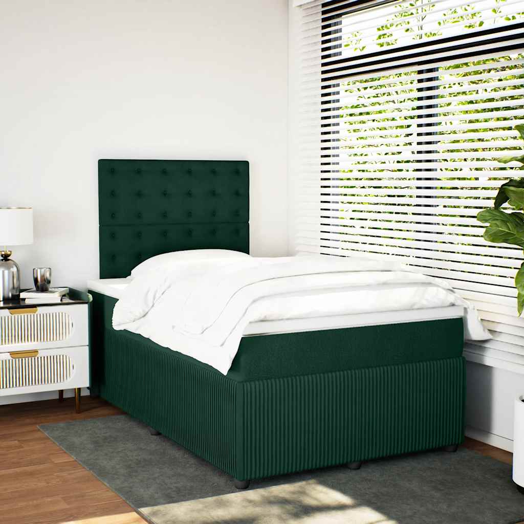 kontinentalseng med madras 120x190 cm velour mørkegrøn