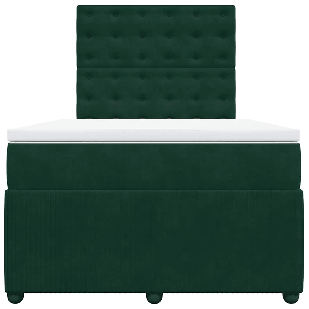 kontinentalseng med madras 120x190 cm velour mørkegrøn