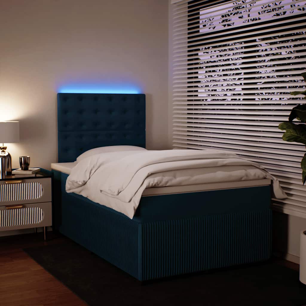 kontinentalseng med madras 120x190 cm velour blå
