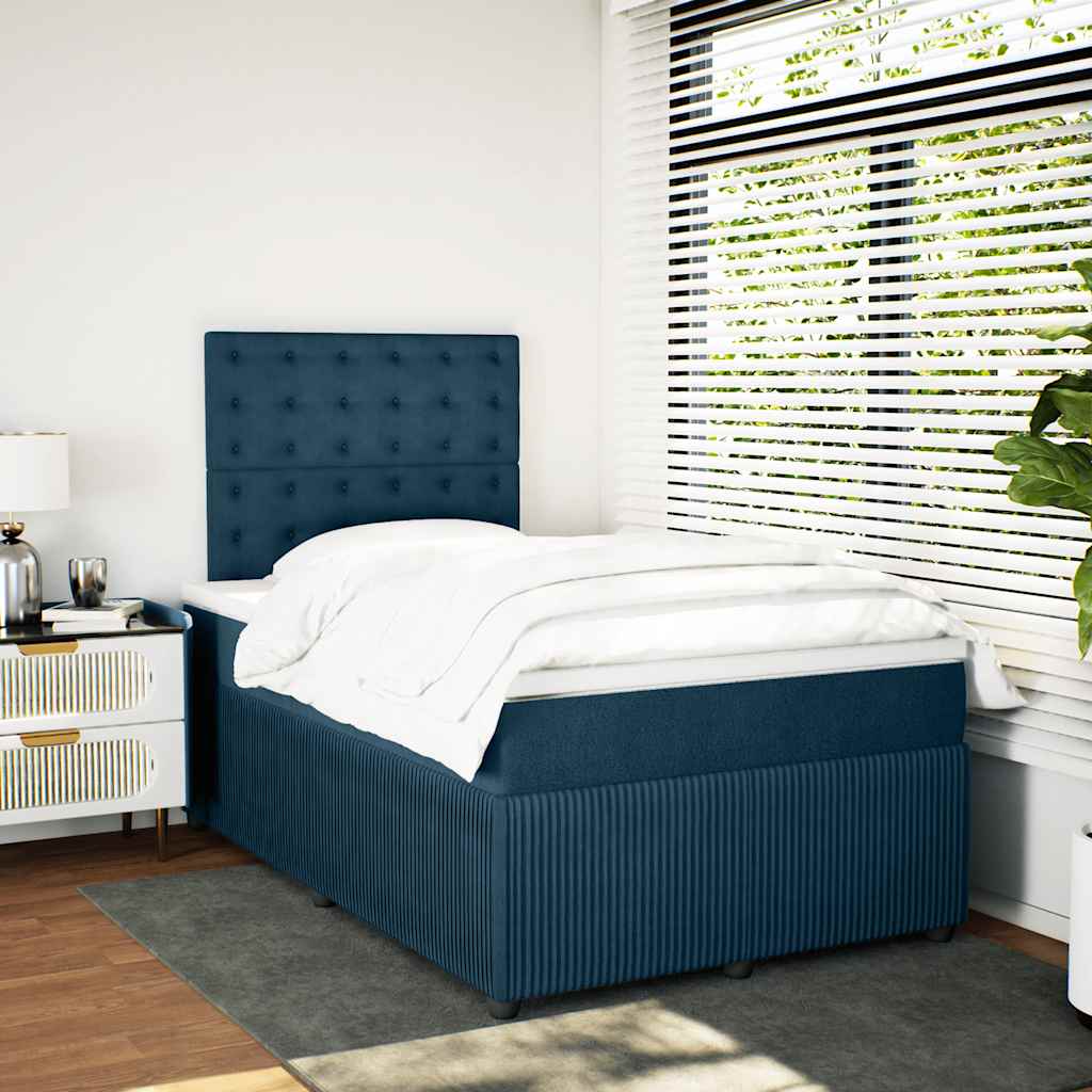 kontinentalseng med madras 120x190 cm velour blå