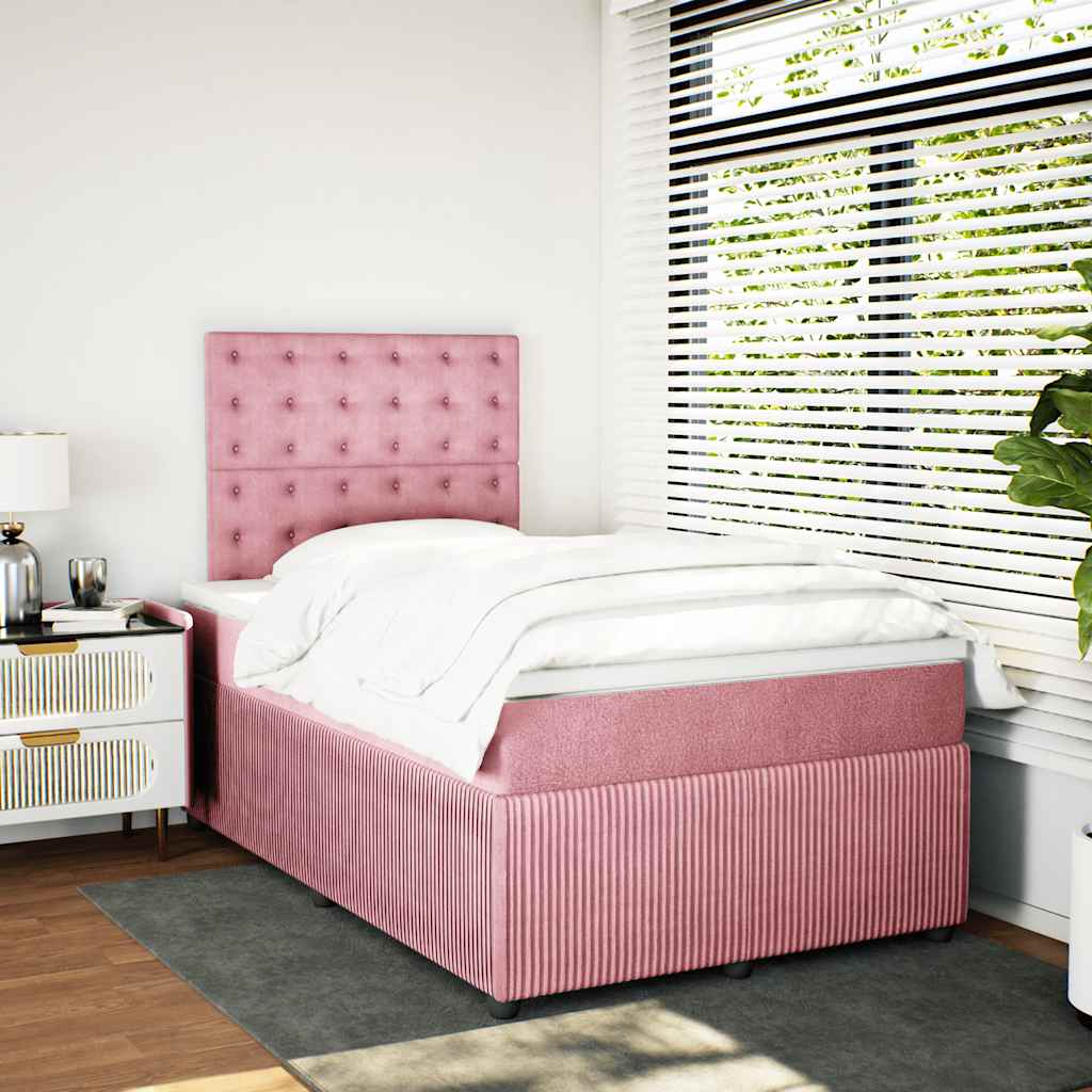 kontinentalseng med madras 120x190 cm velour lyserød