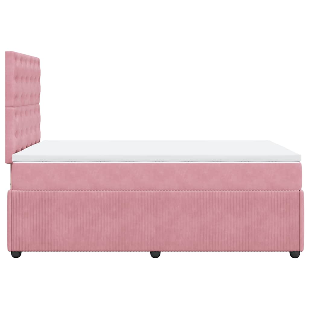 kontinentalseng med madras 120x190 cm velour lyserød