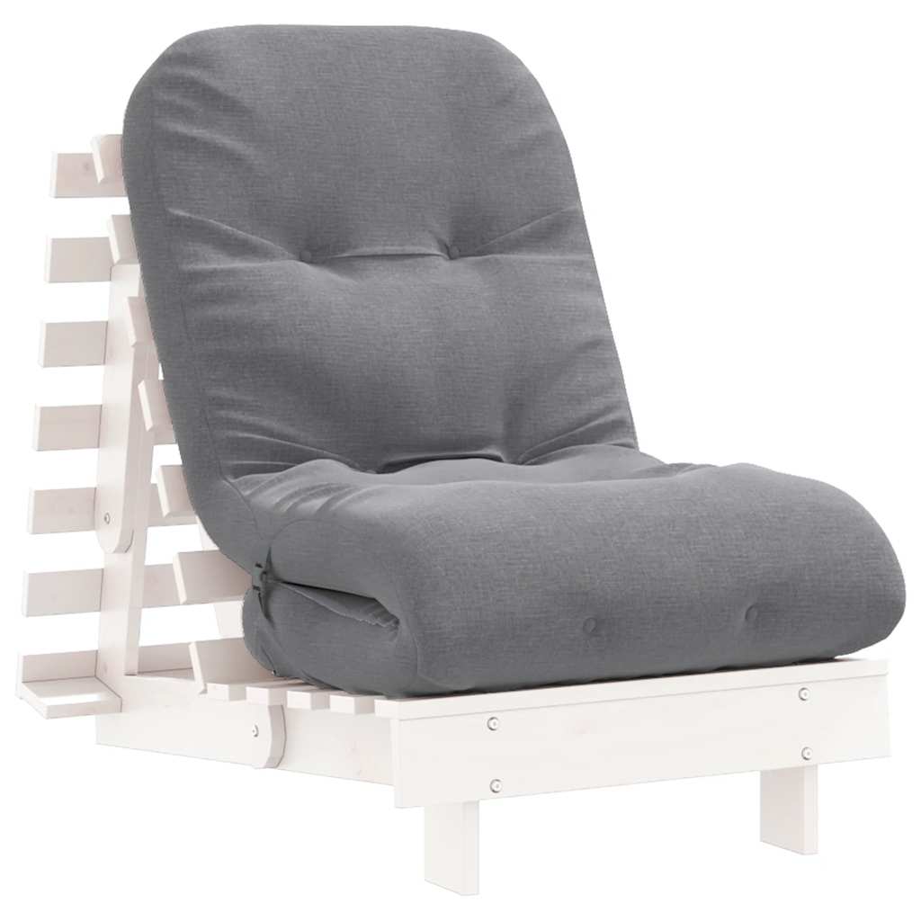 futon med madras 60x206x11 cm massivt fyrretræ hvid
